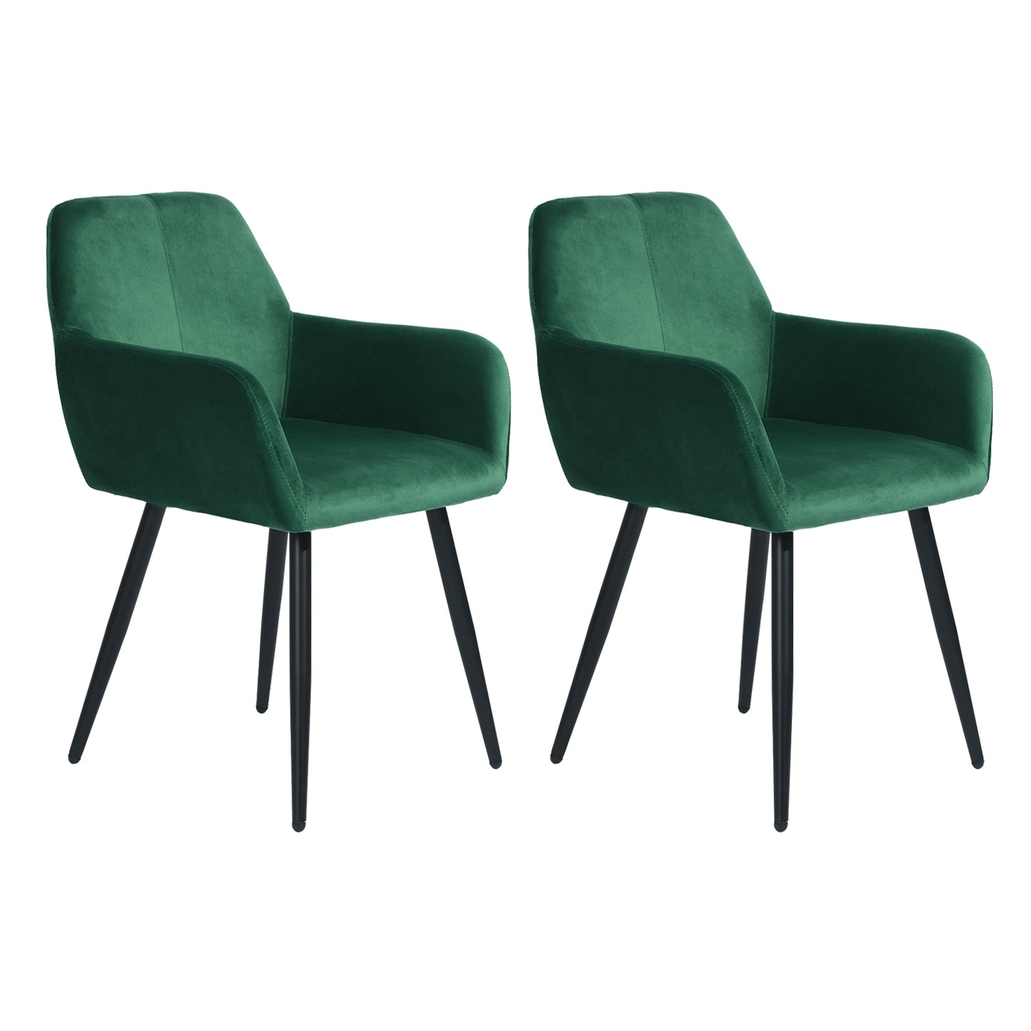 Set of 2 Sillas de Reposabrazos de Terciopelo Verde Oscuro