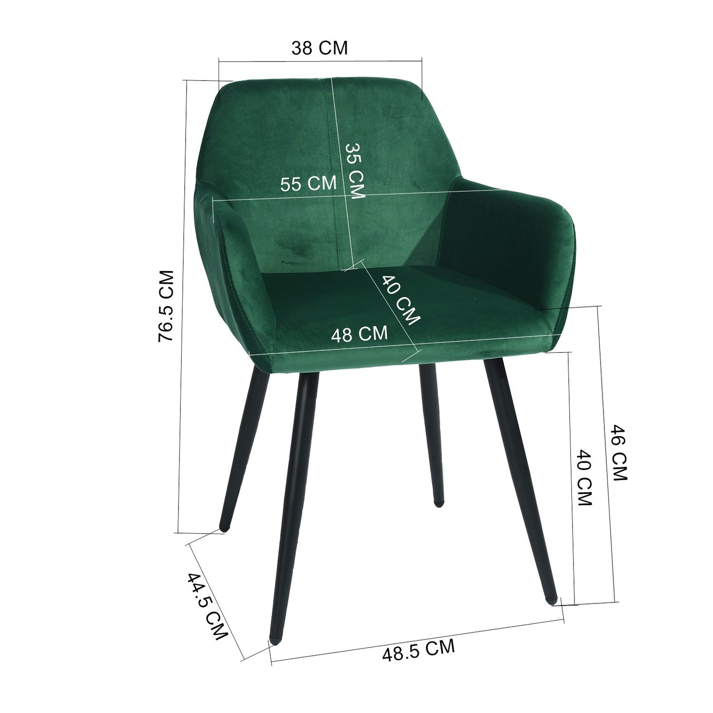 Set of 2 Sillas de Reposabrazos de Terciopelo Verde Oscuro