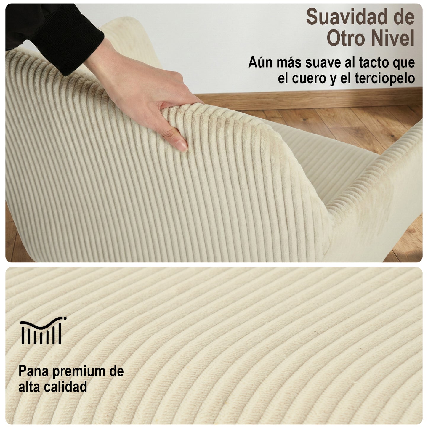 Silla de Comedor Tapizada Beige con Brazos 2PCS