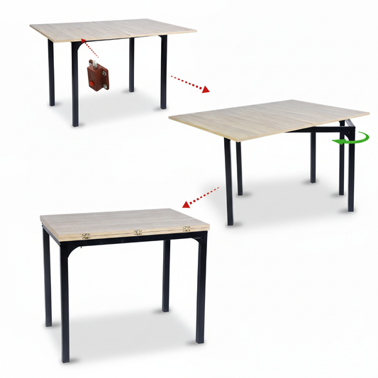 NEUVO Mesa de Comedor Extensible Rectangular: fácil de Abrir y Cerrar con Estructura metálica (Solo Mesa) MARLOWE