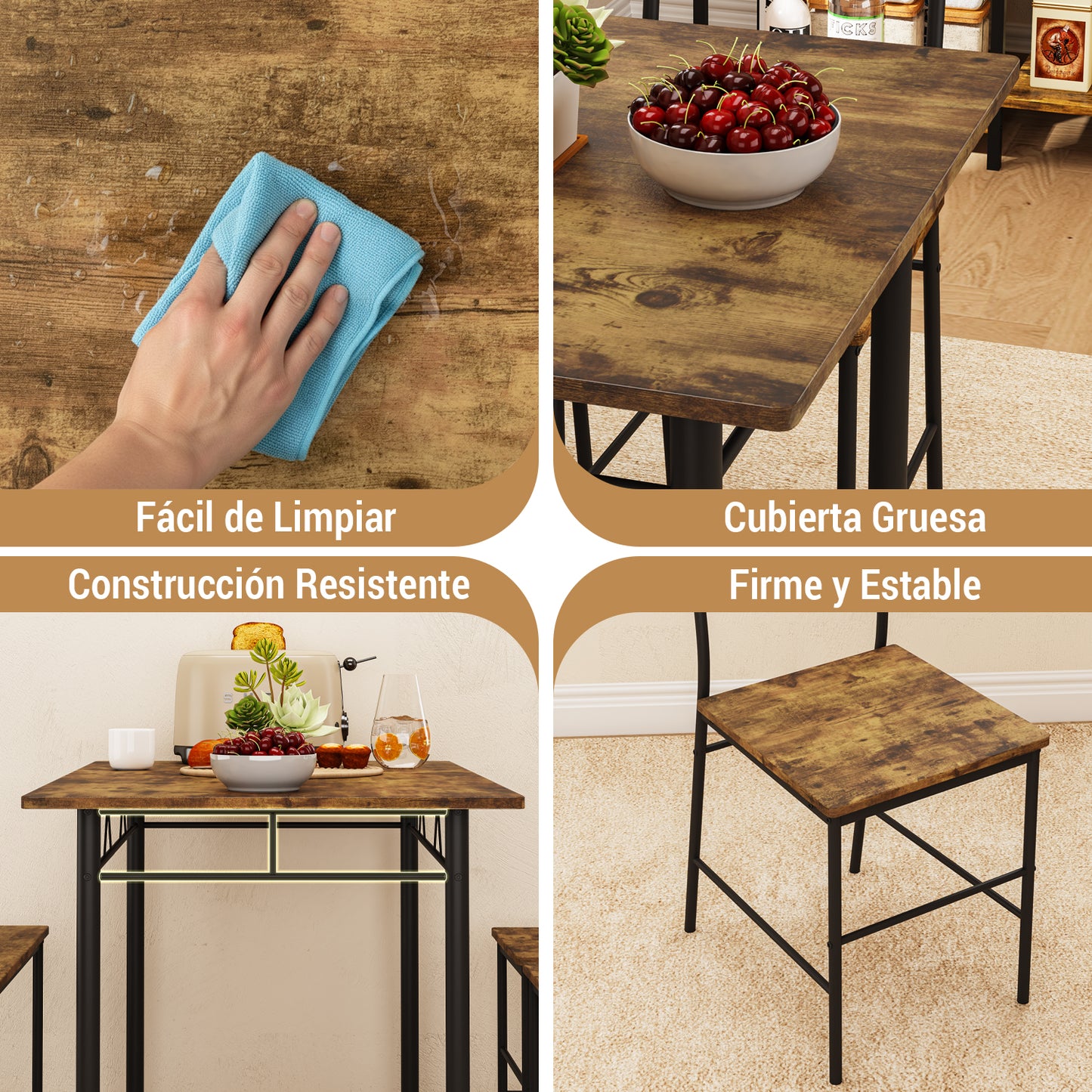 Juego de Comedor 4 Piezas — Mesa + 2 Sillas + Banco