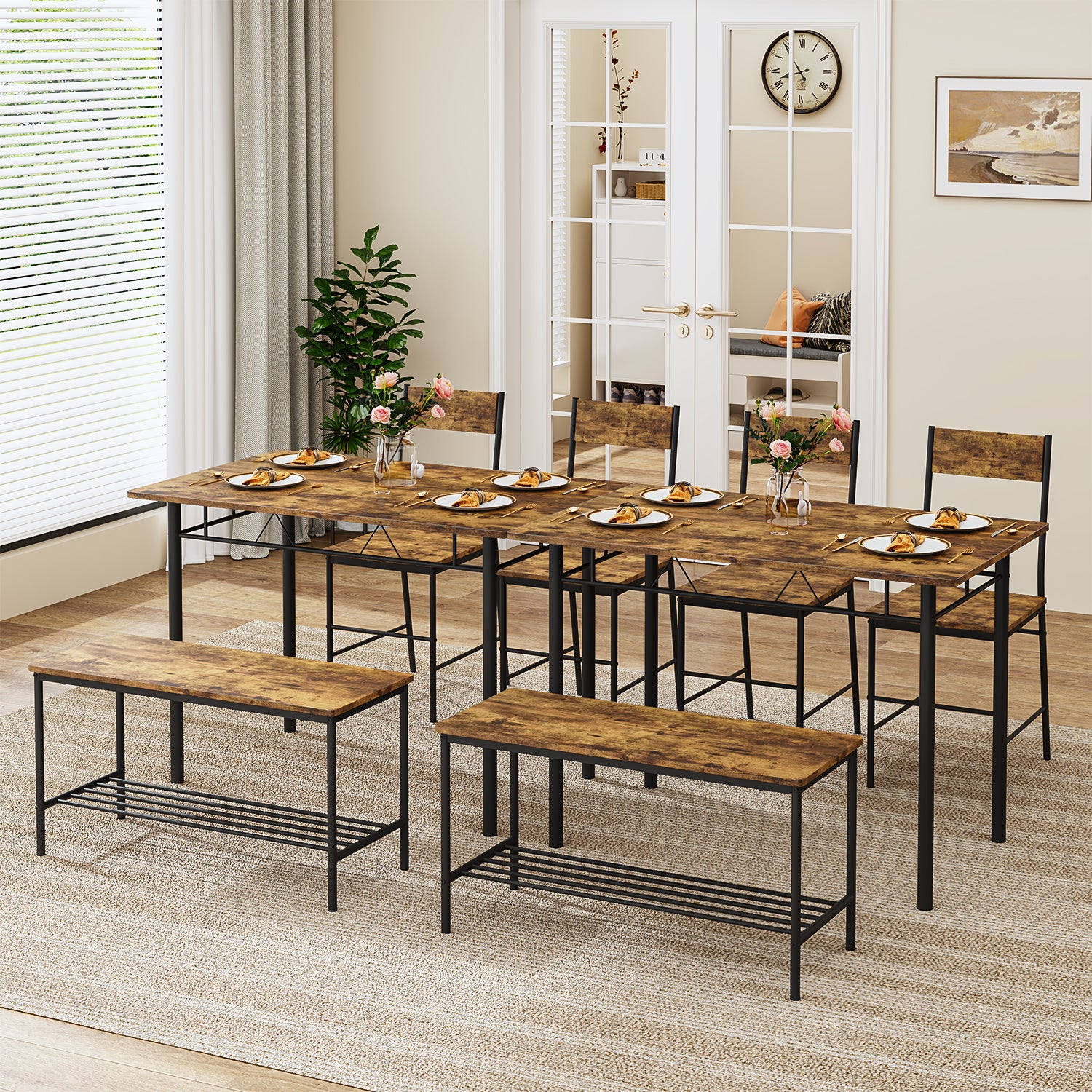 Juego de Comedor 4 Piezas — Mesa + 2 Sillas + Banco