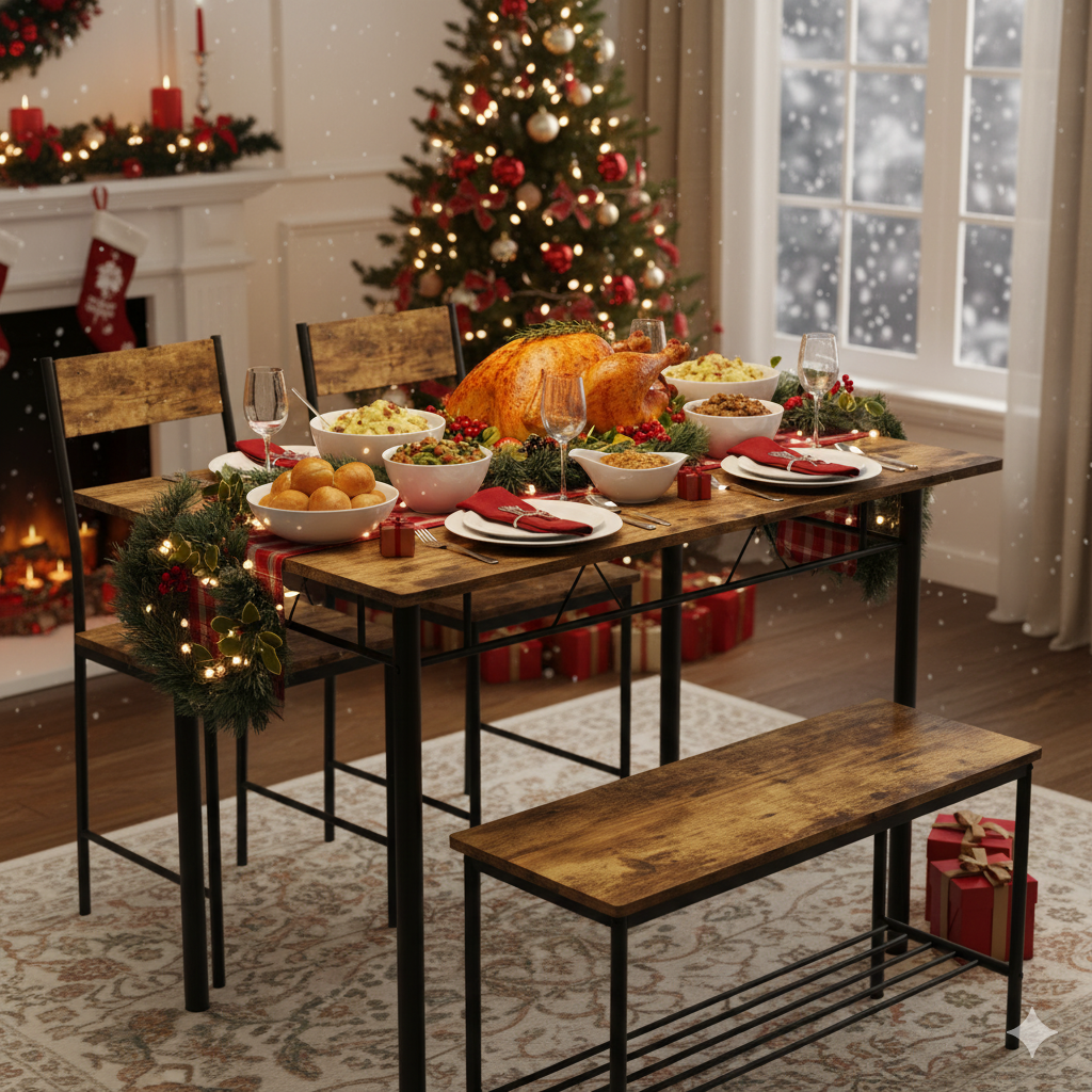 Juego de Comedor 4 Piezas — Mesa + 2 Sillas + Banco