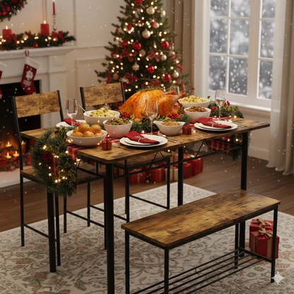 Juego de Comedor 4 Piezas — Mesa + 2 Sillas + Banco