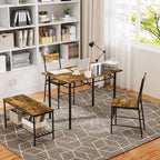 Juego de Comedor 4 Piezas — Mesa + 2 Sillas + Banco