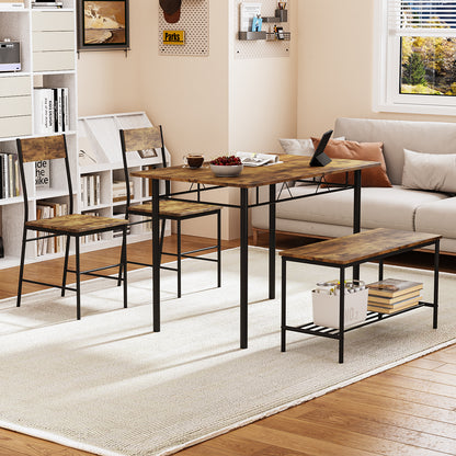 Juego de Comedor 4 Piezas — Mesa + 2 Sillas + Banco