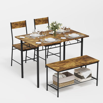 Juego de Comedor 4 Piezas — Mesa + 2 Sillas + Banco