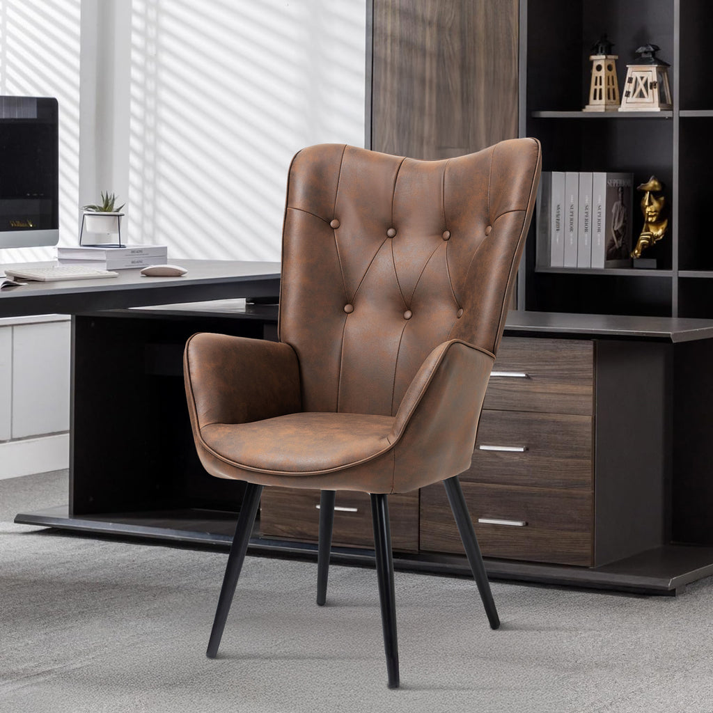 Sillón de Piel Sintética Tapizado Sillón de Cuero Individuales Marron