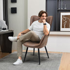 Sillón de Piel Sintética Tapizado Sillón de Cuero Individuales Marron
