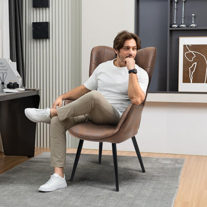 Sillón de Piel Sintética Tapizado Sillón de Cuero Individuales Marron
