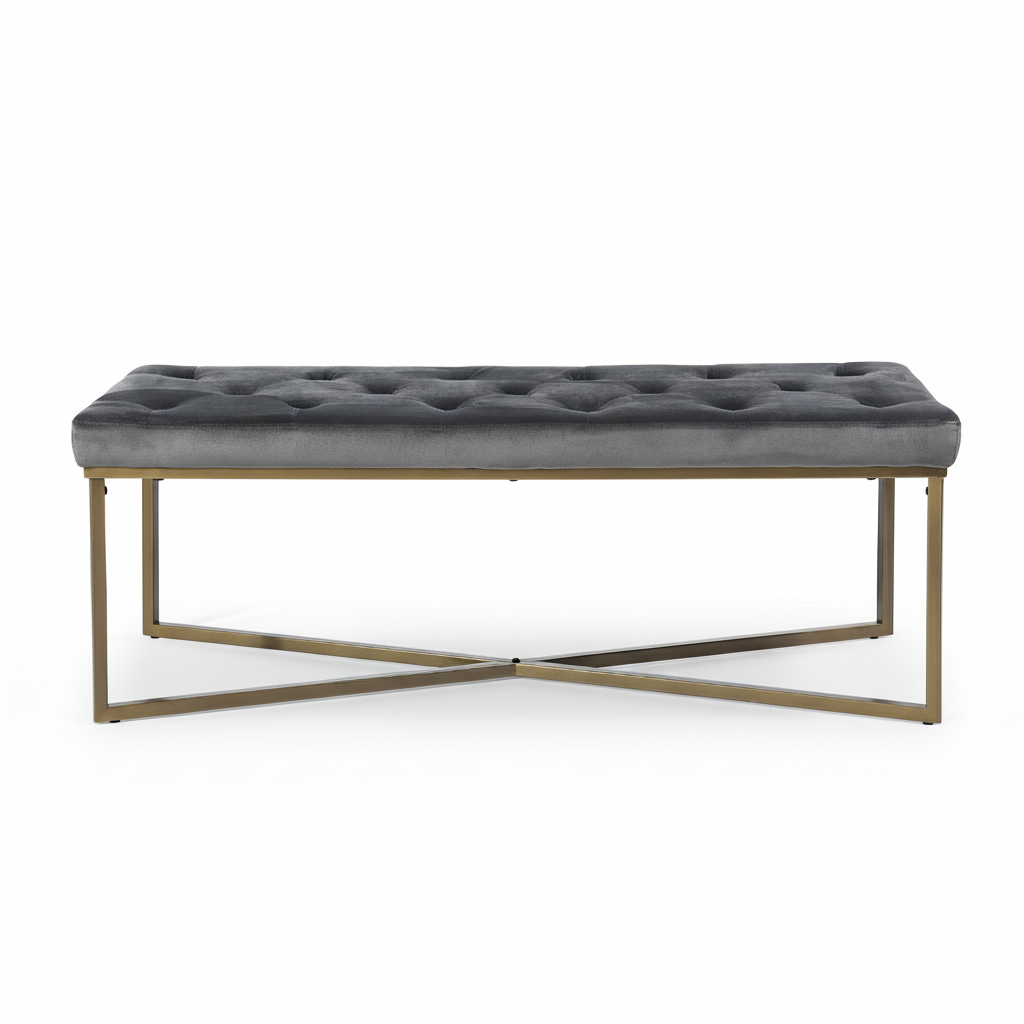 NUEVO Banco Otomano Tapizado 120cm Otomano Terciopelo Taburete para Recamara Rizzo