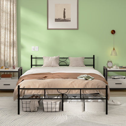 Cama Doble de Metal 198×142cm Moderno Negro SANE