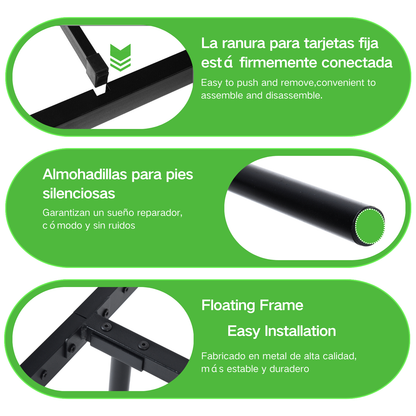 Cama Doble de Metal 198×142cm Moderno Negro SANE