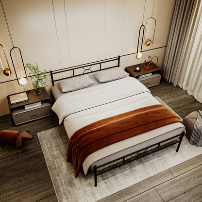 Cama Doble de Metal 198×142cm Moderno Negro SANE