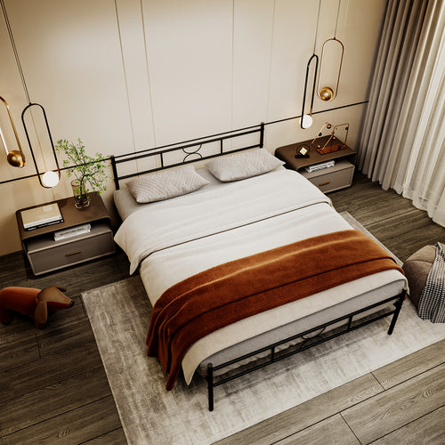 Cama Doble de Metal 198×142cm Moderno Negro SANE