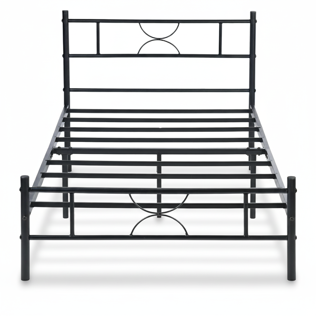 Marco de Cama Twin con Cabecera Colchon Estructura de Cama de Hierro con Almacenamiento,Negro 198CM SANE