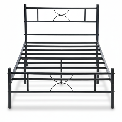 Marco de Cama Twin con Cabecera Colchon Estructura de Cama de Hierro con Almacenamiento,Negro 198CM SANE