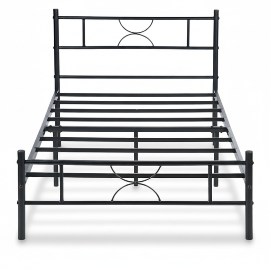Marco de Cama Twin con Cabecera Colchon Estructura de Cama de Hierro con Almacenamiento,Negro 198CM SANE