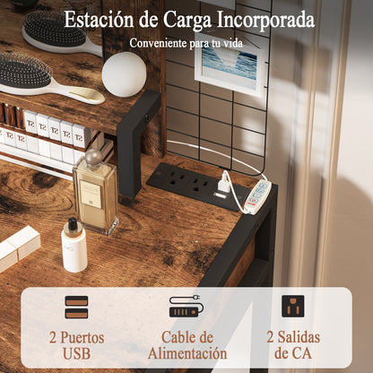 NUEVO Tocador de Maquillaje con Espejo LED y Taburete