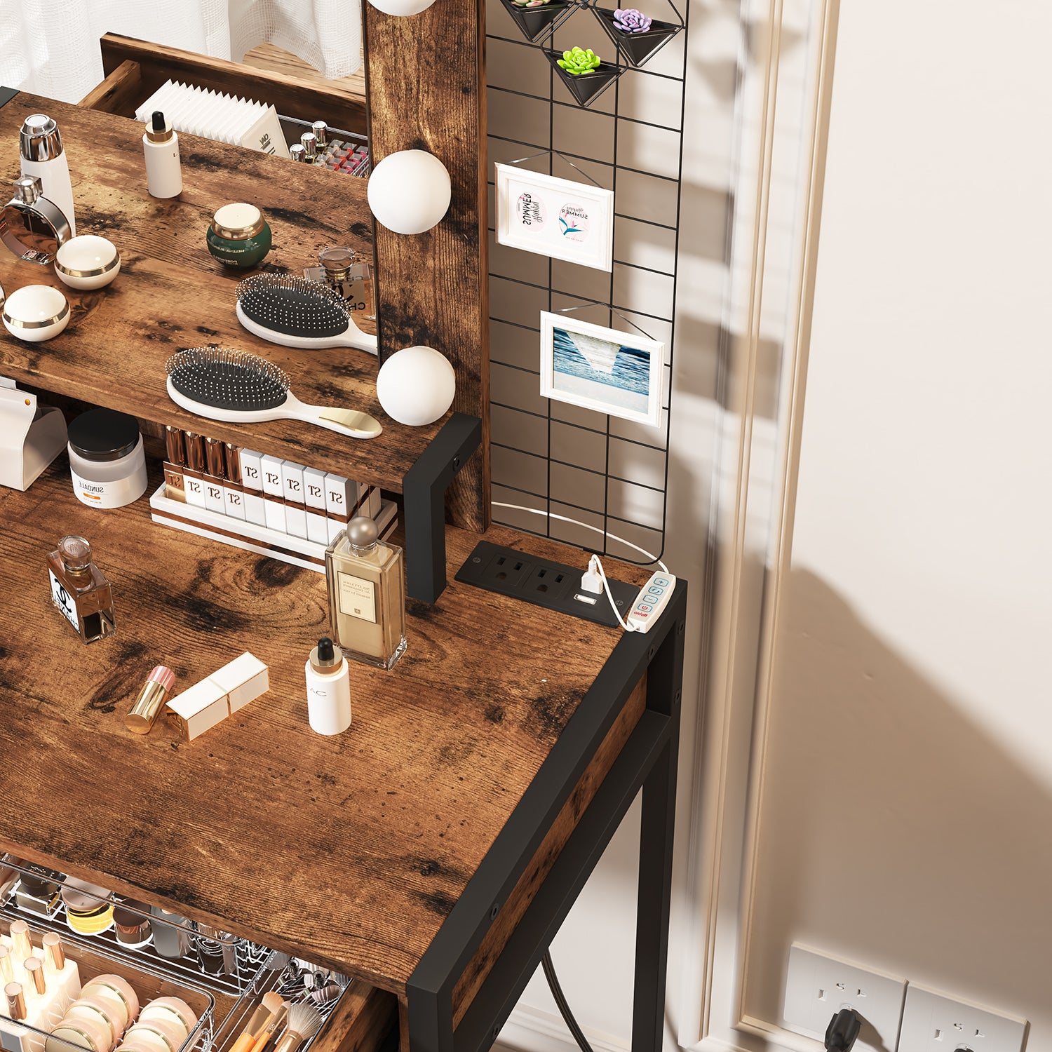 NUEVO Tocador de Maquillaje con Espejo LED y Taburete
