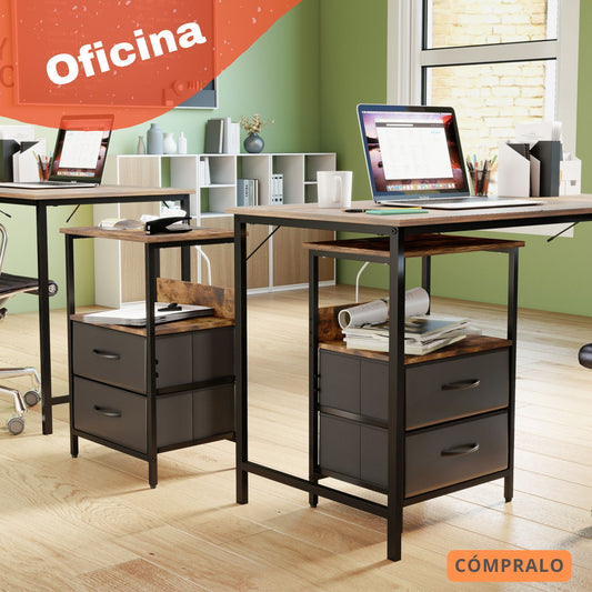 Mesitas de Noche con Luces LED y 2 Puertos USB Marron 2PCS