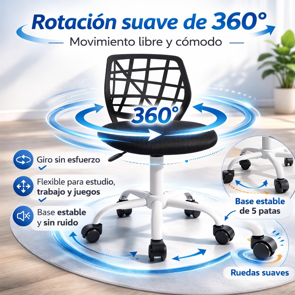 Escritorio Oficina Plegable + Silla Oficina Negra