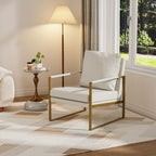 Sillon Acento Moderna con Estructura Metálica Dorada y Cojines Beige