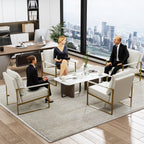 Sillon Acento Moderna con Estructura Metálica Dorada y Cojines Beige