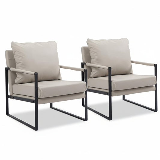 Juego de 2 Sillones Lounge Modernos Gris Varilea