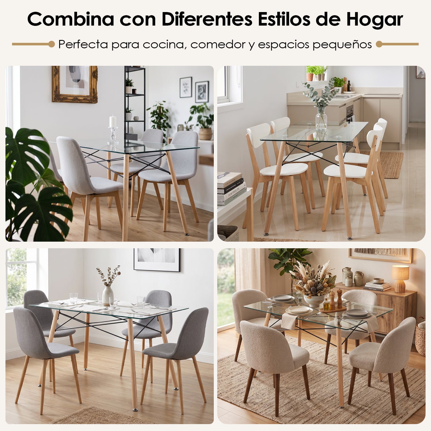 Mesa de Comedor Rectangular Cristal Zappa