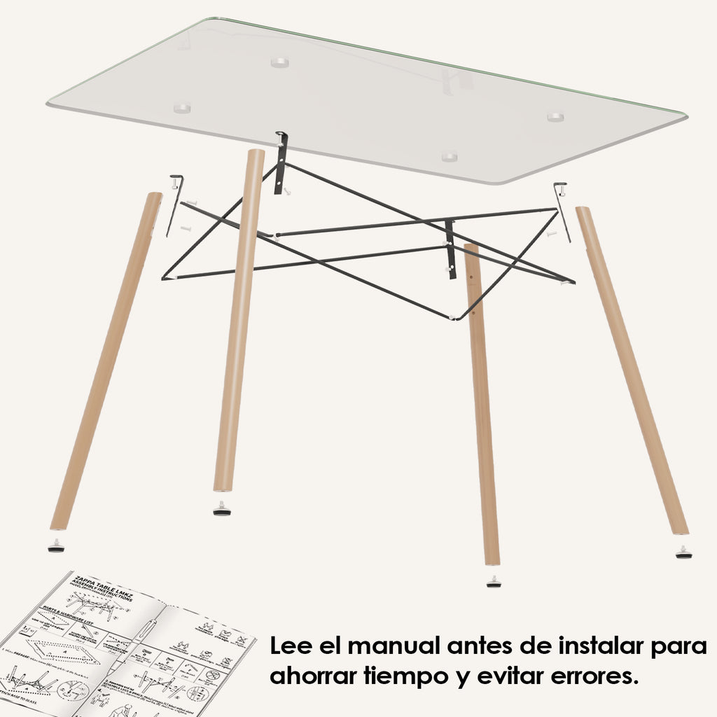 Mesa de Comedor Rectangular Cristal Zappa