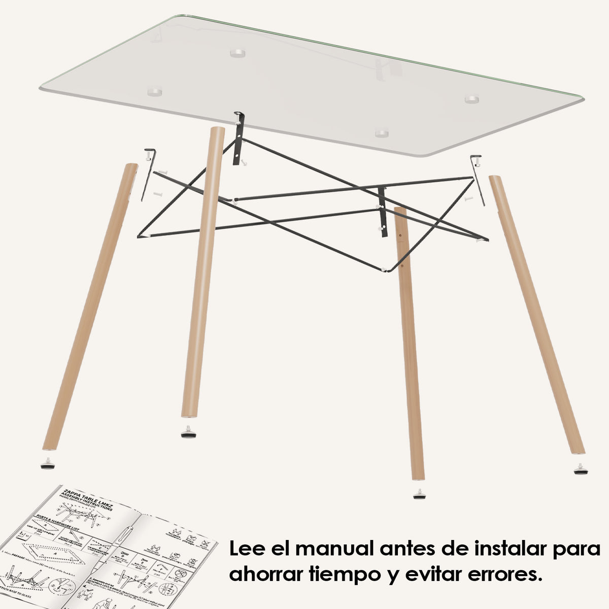 Mesa de Comedor Rectangular Cristal Zappa