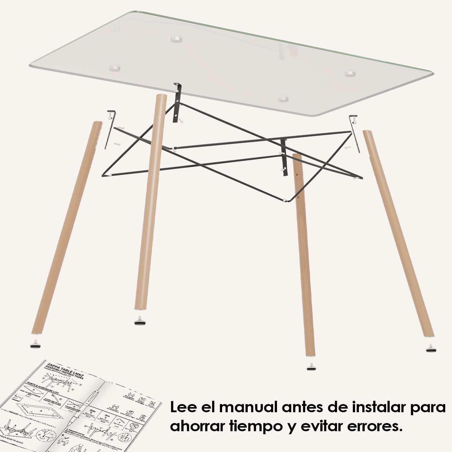 Mesa de Comedor Rectangular Cristal Zappa
