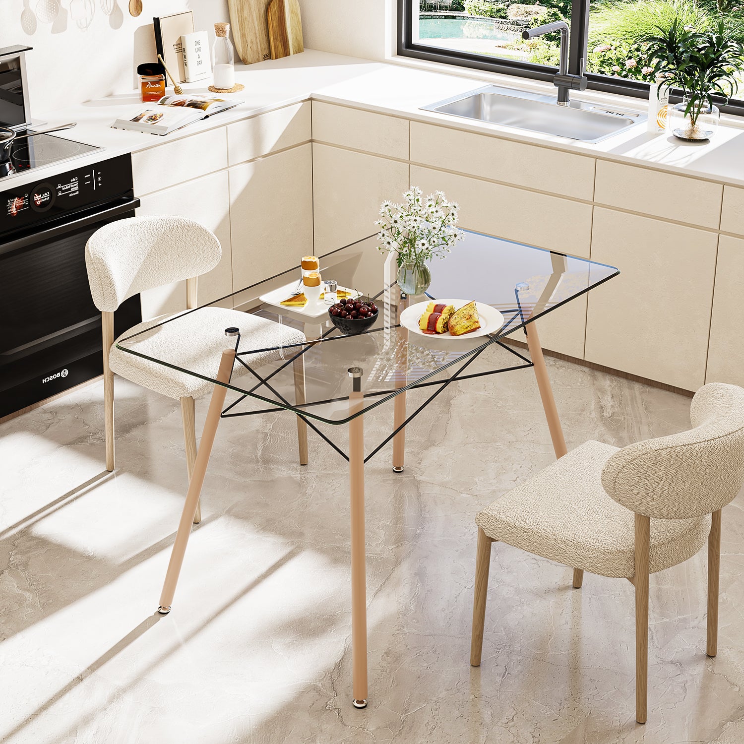 Mesa de Comedor Rectangular Cristal Zappa