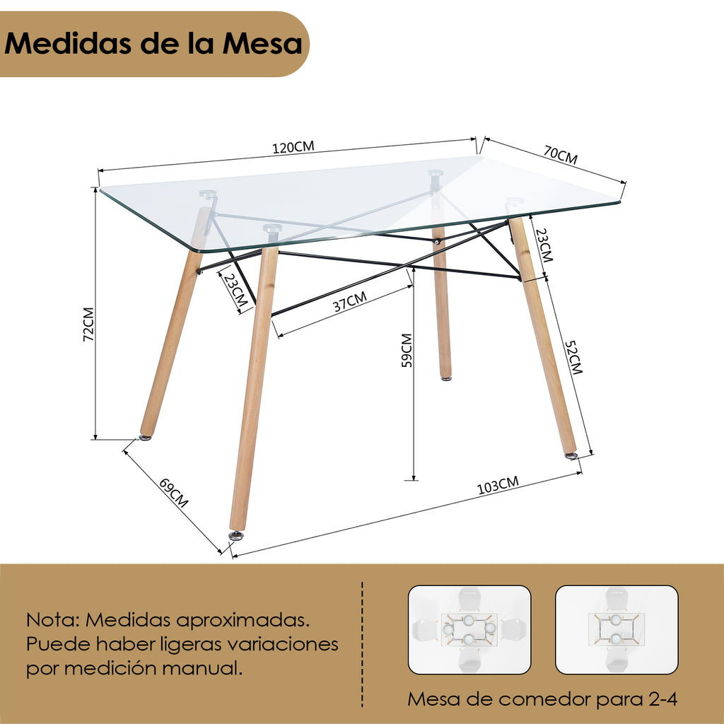 Mesa de Comedor Rectangular Cristal Zappa