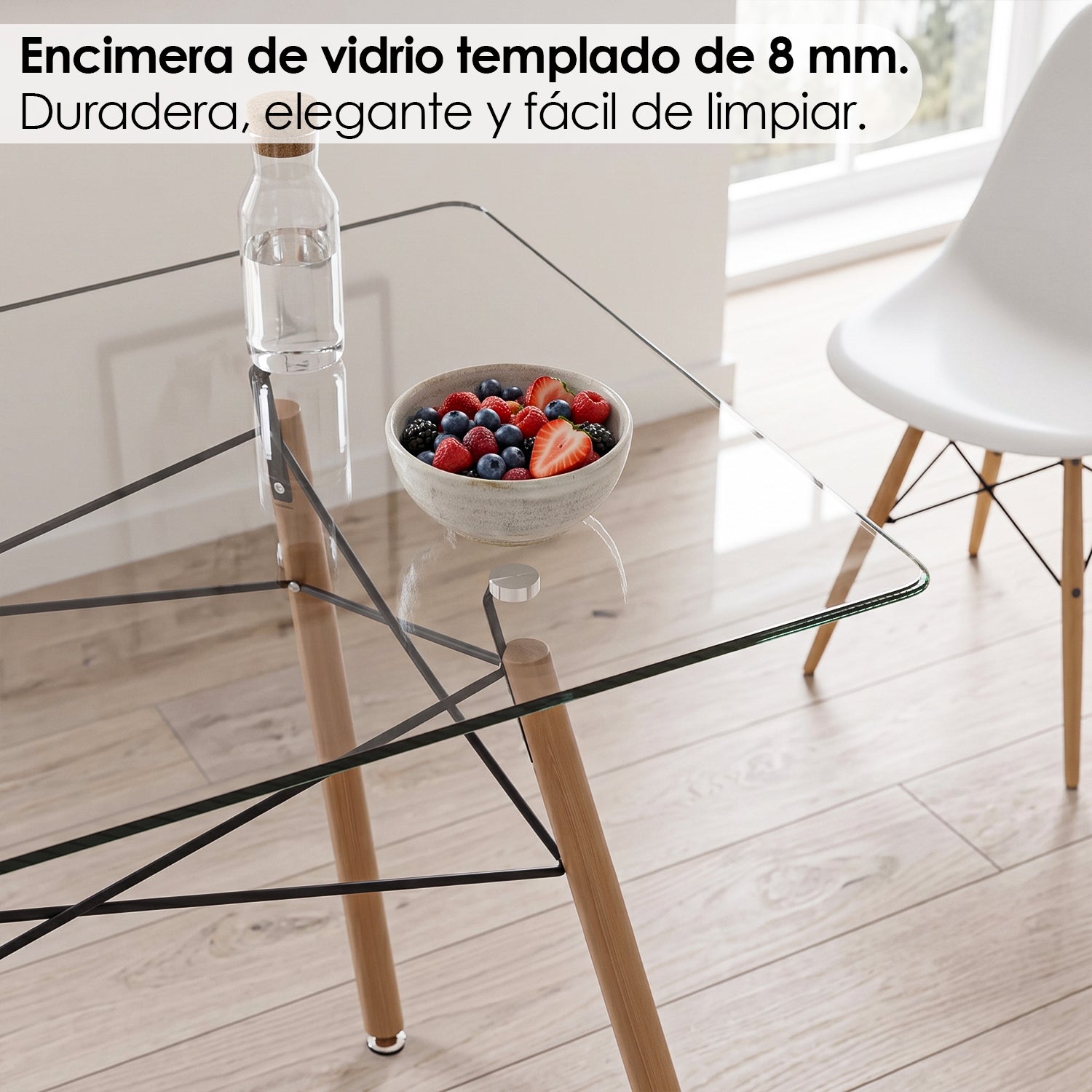 Mesa de Comedor Rectangular Cristal Zappa