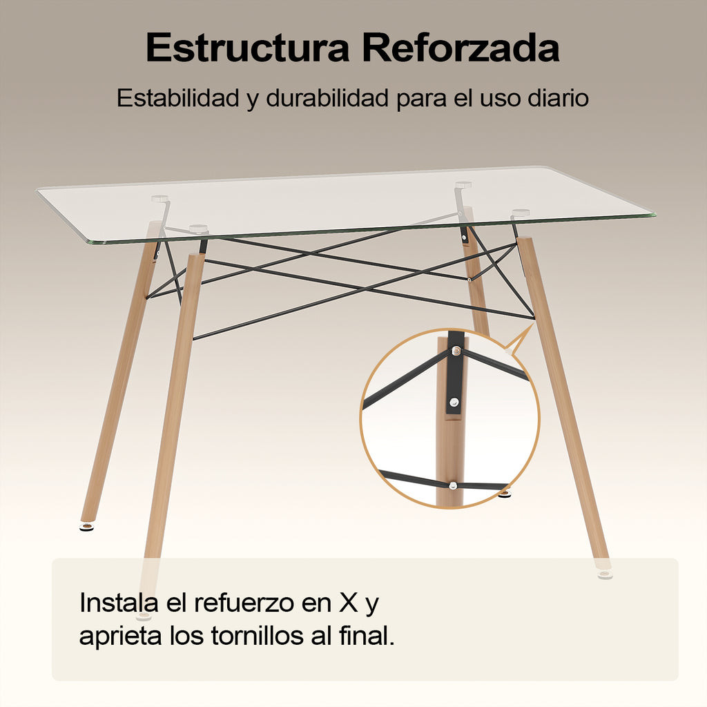 Mesa de Comedor Rectangular Cristal Zappa
