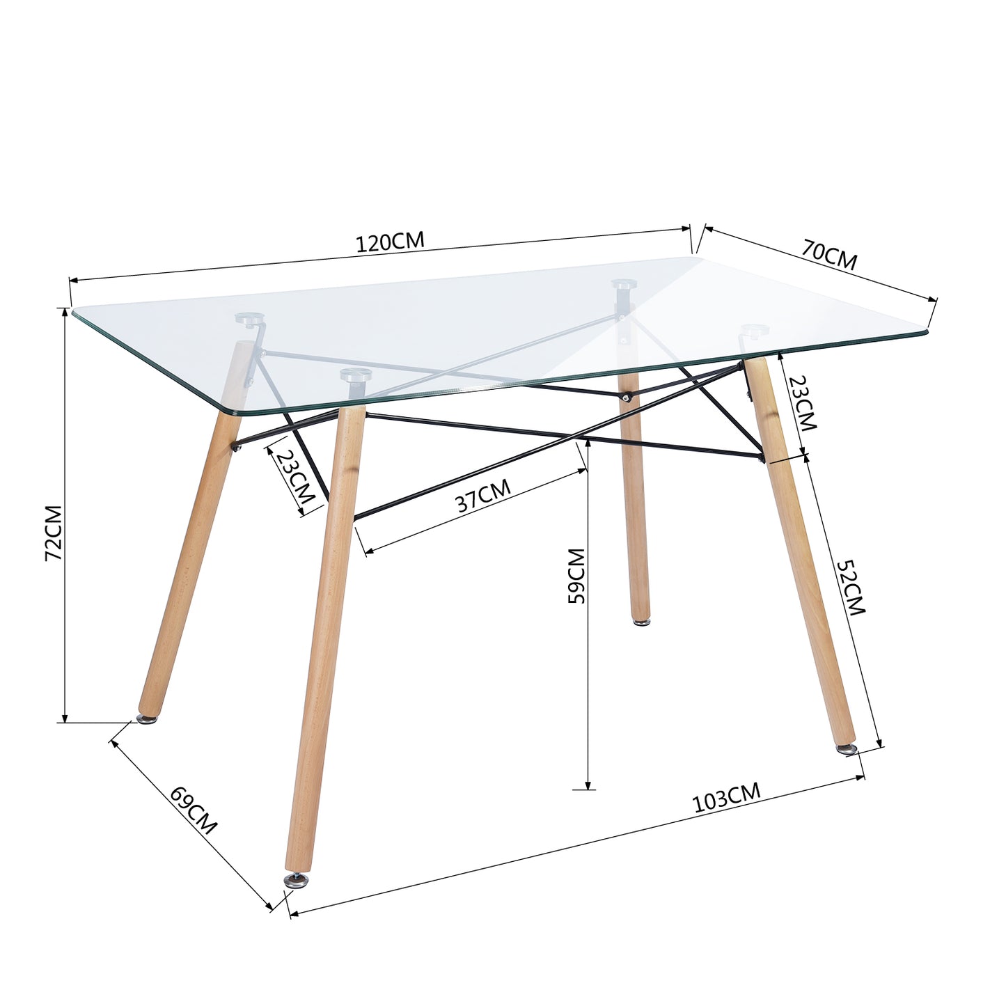 Mesa de Comedor Rectangular Cristal Zappa