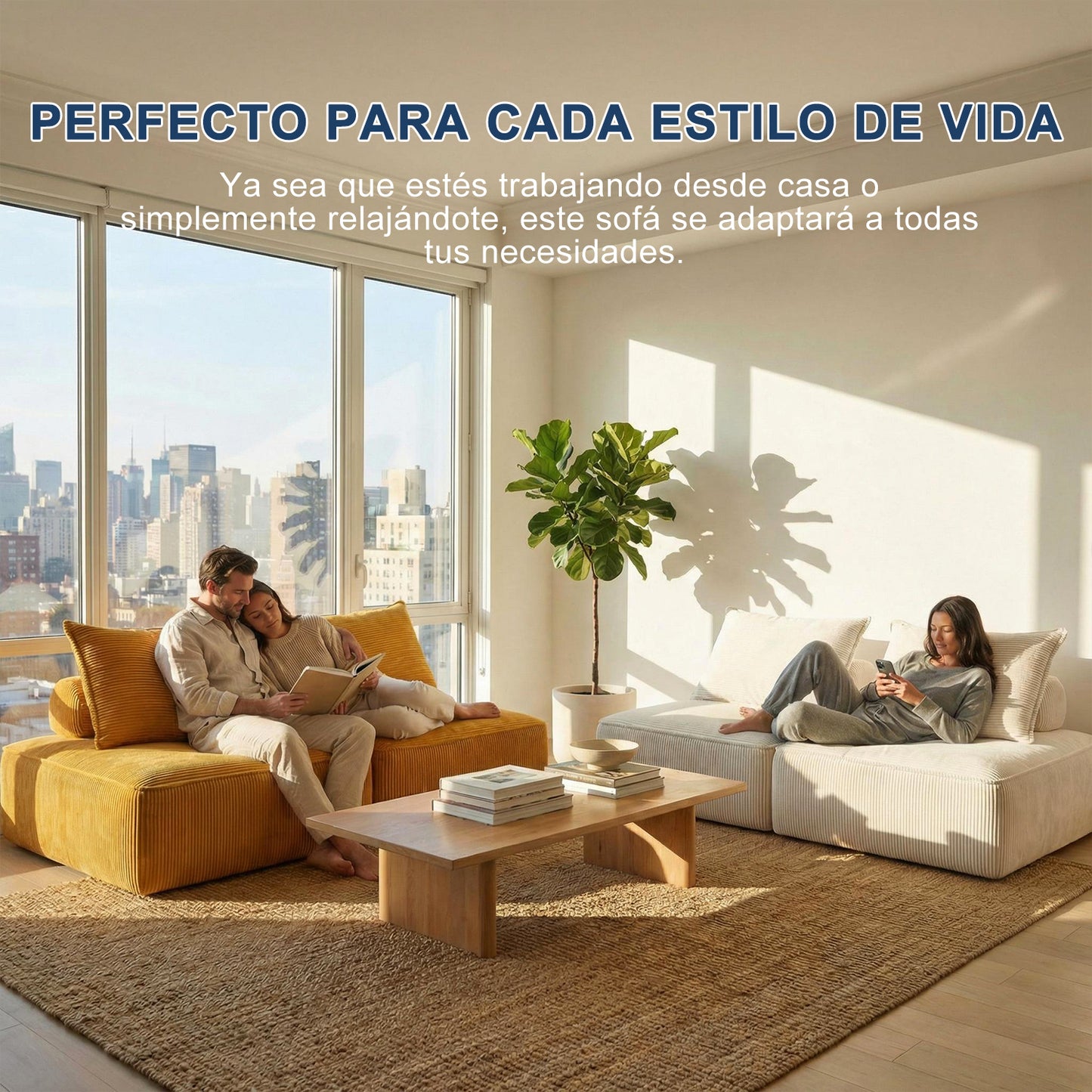 Sofá Modular Individual Sin Montaje Beige ZIVA
