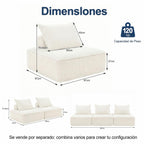Sofá Modular Individual Sin Montaje Beige ZIVA