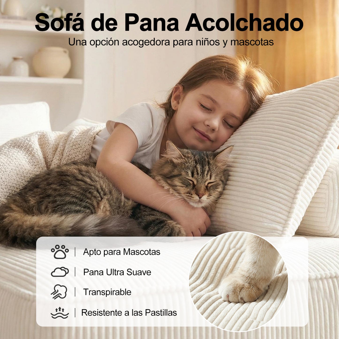 Sofá Modular Individual Sin Montaje Beige ZIVA