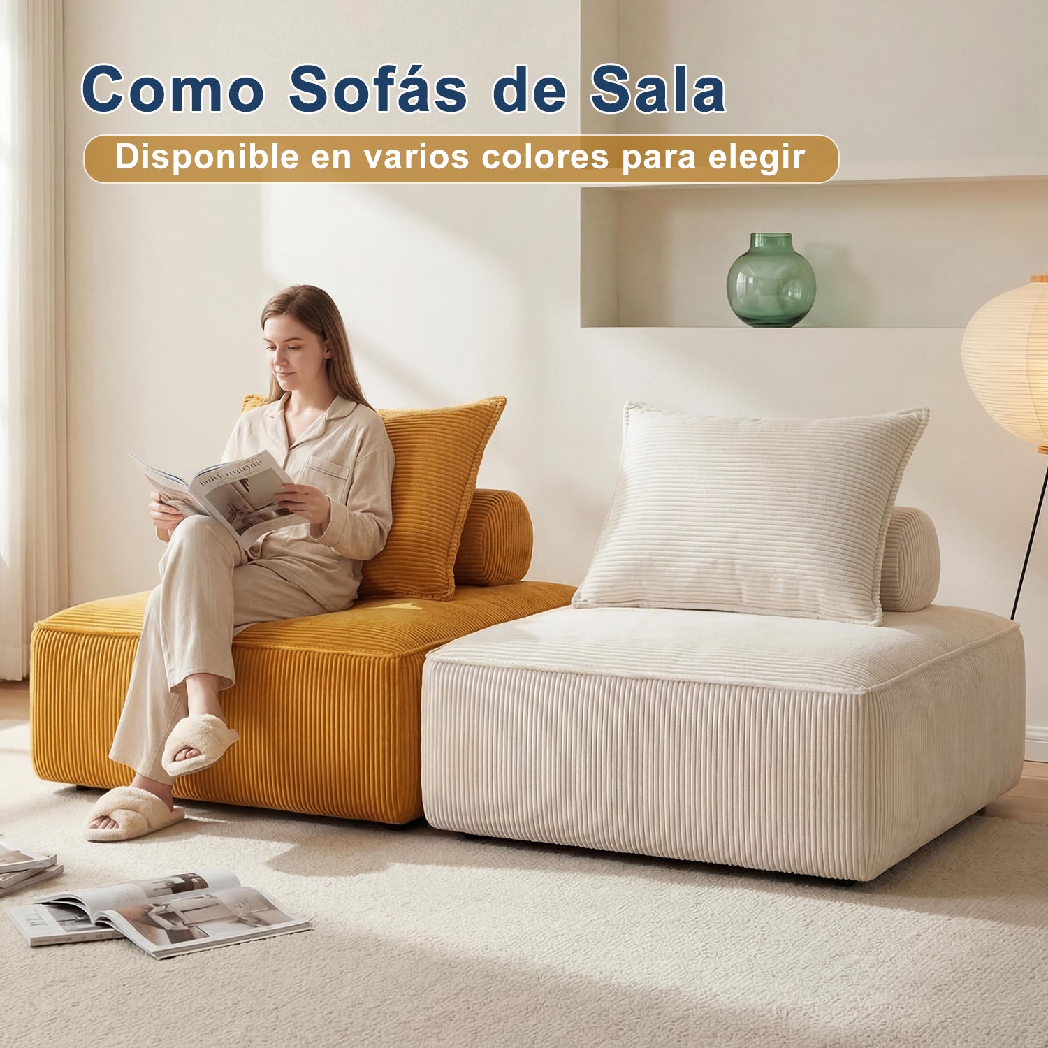 Sofá Modular Individual Sin Montaje Amarillo ZIVA