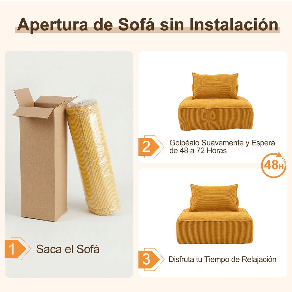 Sofá Modular Individual Sin Montaje Amarillo ZIVA