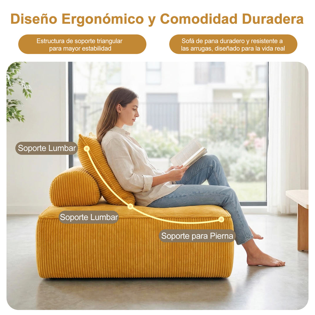 Sofá Modular Individual Sin Montaje Amarillo ZIVA