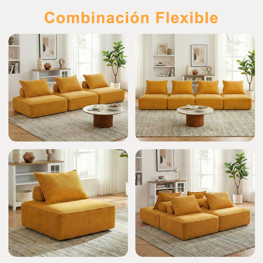Sofá Modular Individual Sin Montaje Amarillo ZIVA