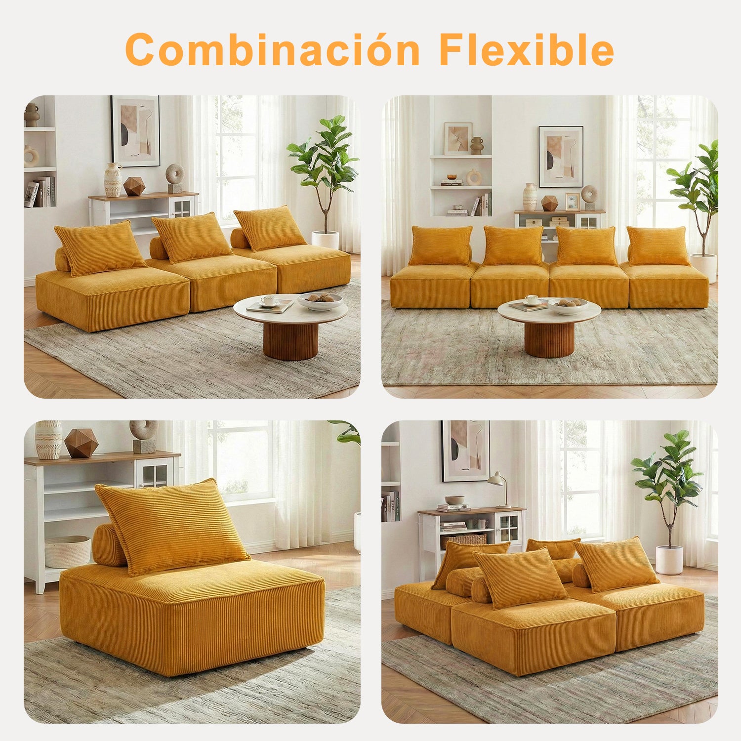 Sofá Modular Individual Sin Montaje Amarillo ZIVA