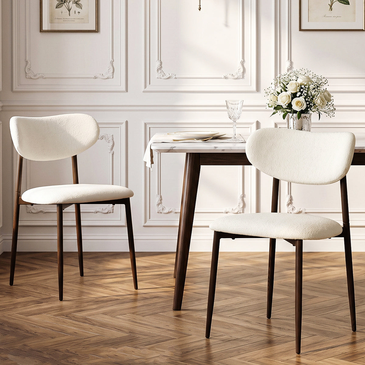 Juego de 2 Sillas de Comedor Tapizadas Color Beige Zorro
