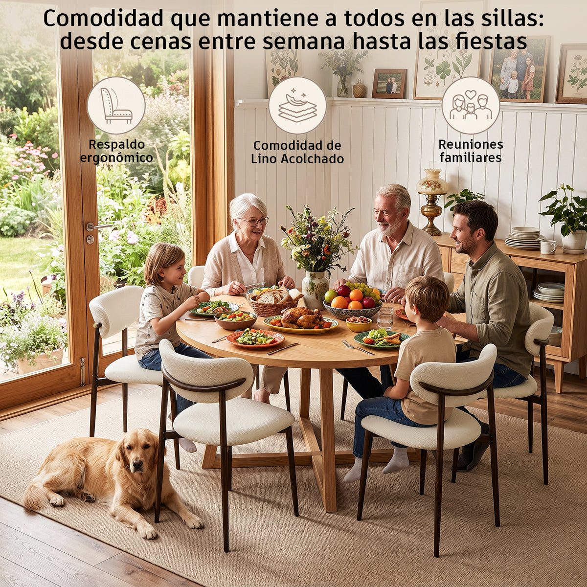 Juego de 2 Sillas de Comedor Tapizadas Color Beige Zorro