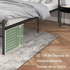 Base de Cama Matrimonial de Metal Negro con Cabecero