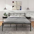 Base de Cama Matrimonial de Metal Negro con Cabecero